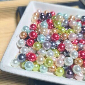 Bulk Lot Glass Pearl Beads 8mm Round in Mixed Colors USA Jewelry Supply 100 pcs